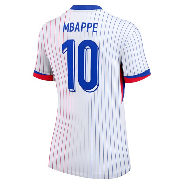 Kylian Mbappe France National Team Nike Women's 2024 Away Replica Jersey - White/Blue - Image 4