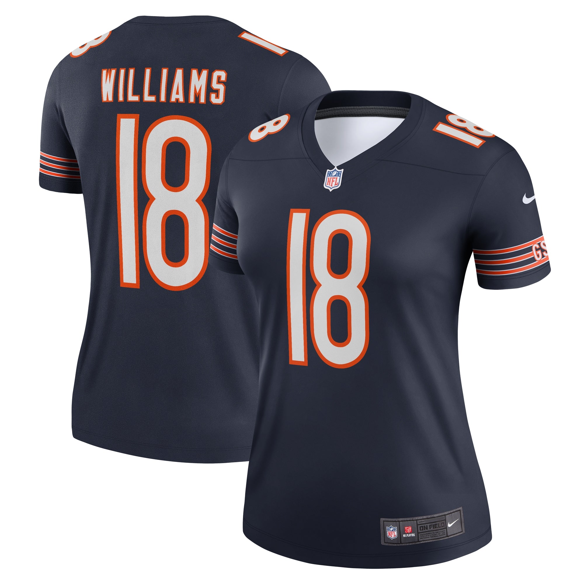 Caleb Williams Chicago Bears Nike Women's Alternate Legend Player Performance Top - Orange/Navy - Image 6