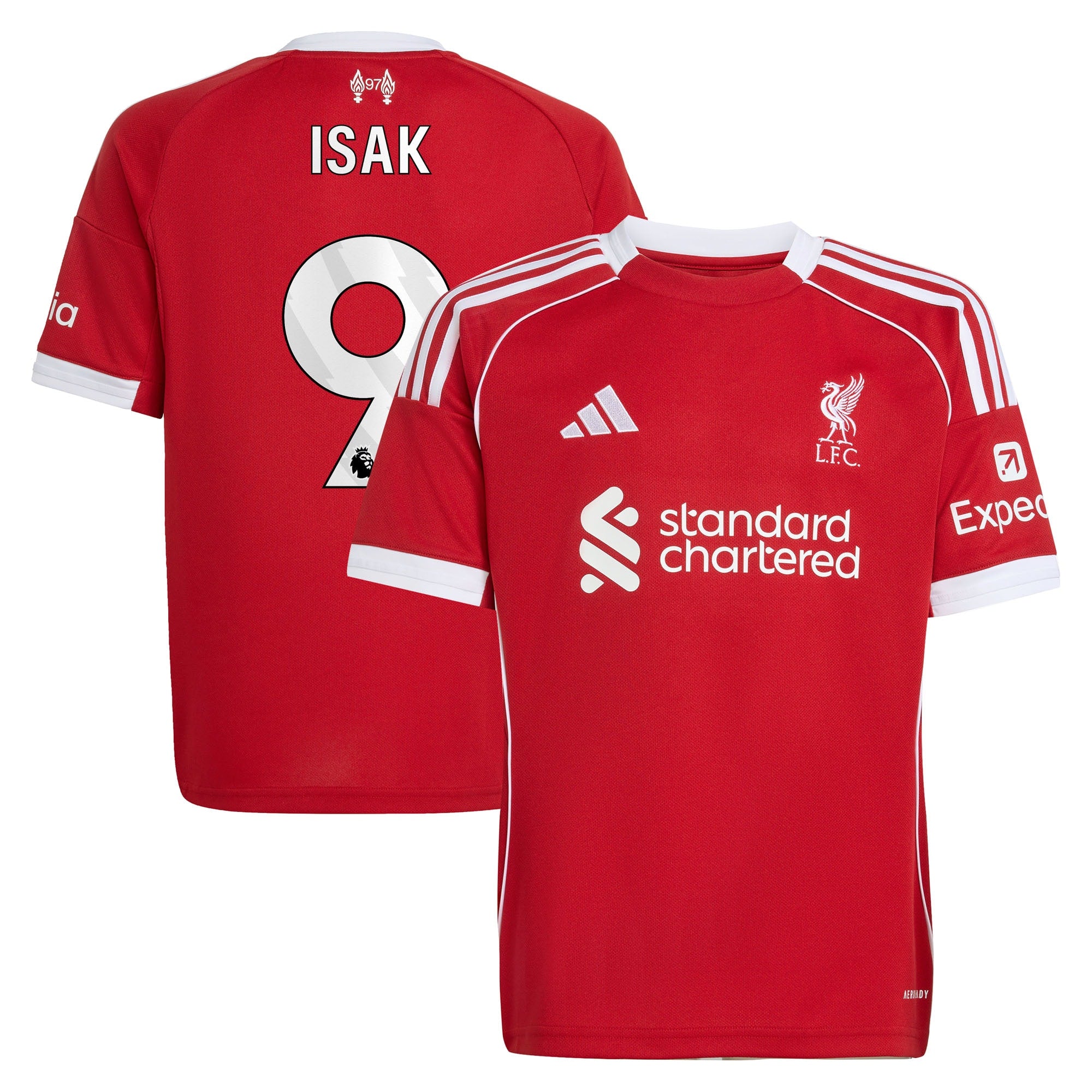 Alexander Isak Liverpool adidas Youth 2025/26 Third Replica Player Jersey - Green/Red - Image 6