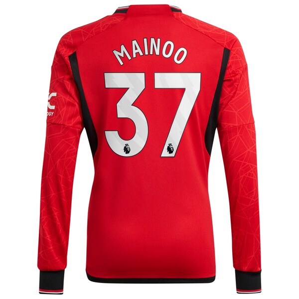 Kobbie Mainoo Manchester United adidas 2023/24 Home Long Sleeve Replica Player Jersey - Red - Image 3