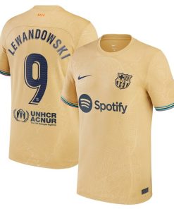 Robert Lewandowski Barcelona Nike Youth 2022/23 Away Replica Player Jersey - Gold