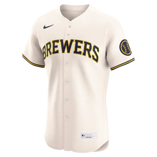 Milwaukee Brewers Nike Home Elite Jersey - Cream/Navy - Image 3