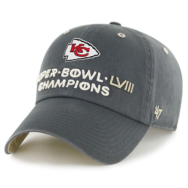 Kansas City Chiefs '47 Super Bowl LVIII Champions Side Patch Clean Up Adjustable Hat - Charcoal - Image 2