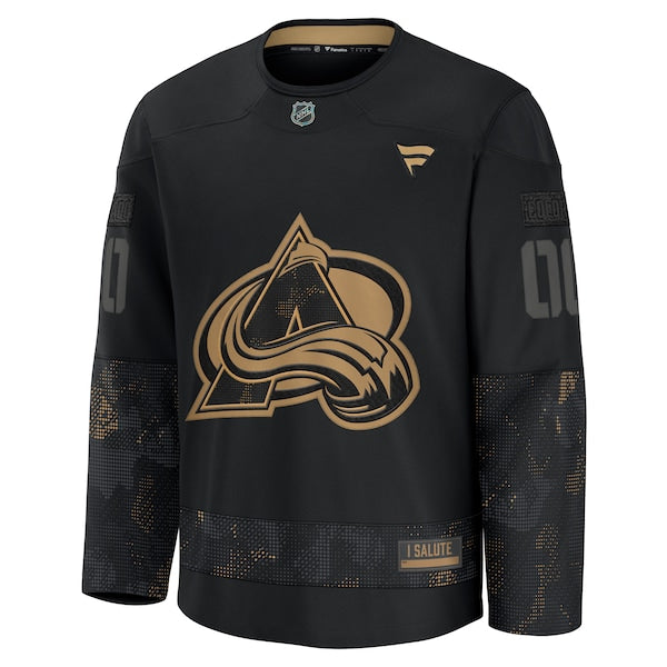 Colorado Avalanche 2024 Military Appreciation Personalized Long Sleeve Practice Jersey - Black - Image 2