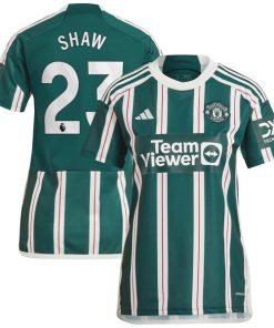 Luke Shaw Manchester United adidas Women's 2023/24 Away Replica Player Jersey - Green/Red