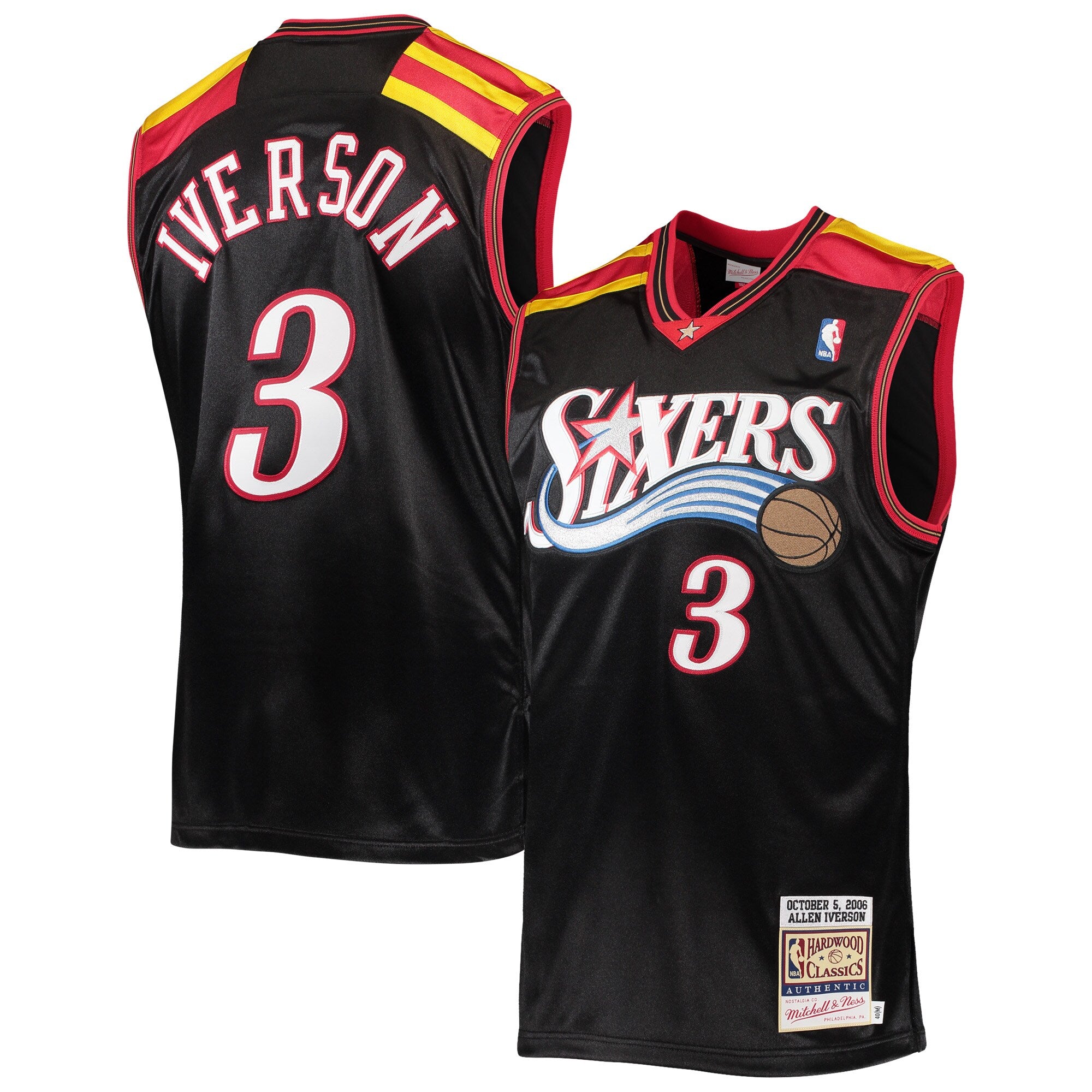 Allen Iverson Philadelphia 76ers 2003/04 Hardwood Classics Authentic Jersey - White/Black/Red - Image 7