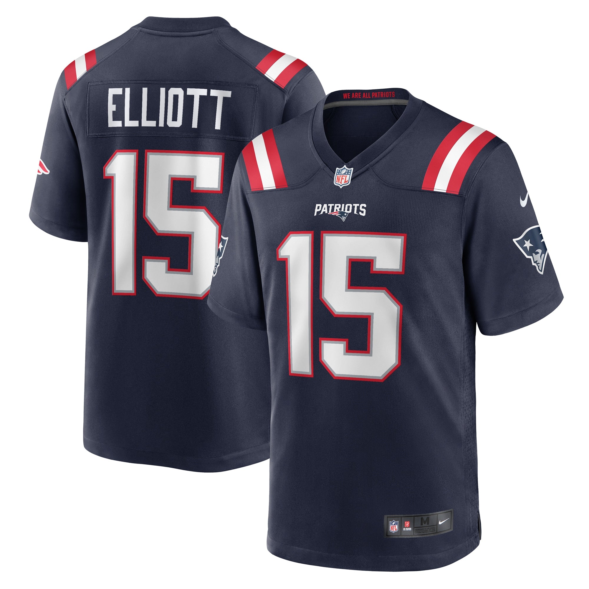 Ezekiel Elliott New England Patriots Nike Male Adult Alternate Game Player Jersey - Red/Navy/White - Image 5