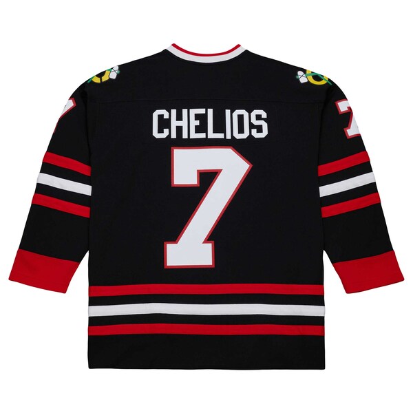 Chris Chelios Chicago Blackhawks 1997/98 Captain Patch Blue Line Player Jersey - Black - Image 3