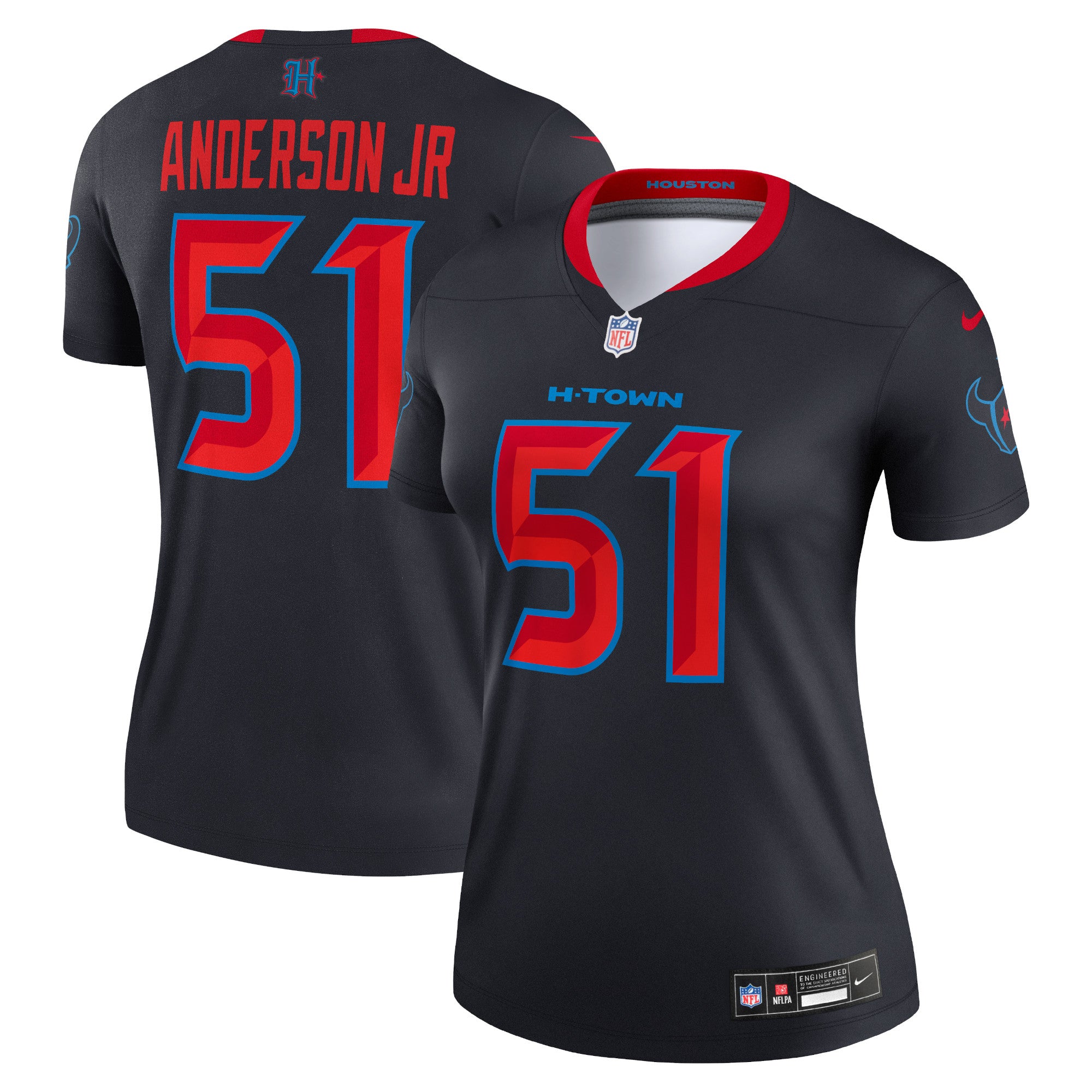 Will Anderson Jr. Houston Texans Nike Women's Alternate Legend Player Performance Top - Red/Navy - Image 6
