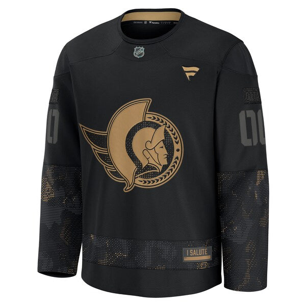 Ottawa Senators 2024 Military Appreciation Personalized Long Sleeve Practice Jersey - Black - Image 2