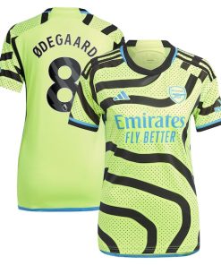 Martin Odegaard Arsenal adidas Women's 2023/24 Away Replica Player Jersey - Yellow/Green/Red
