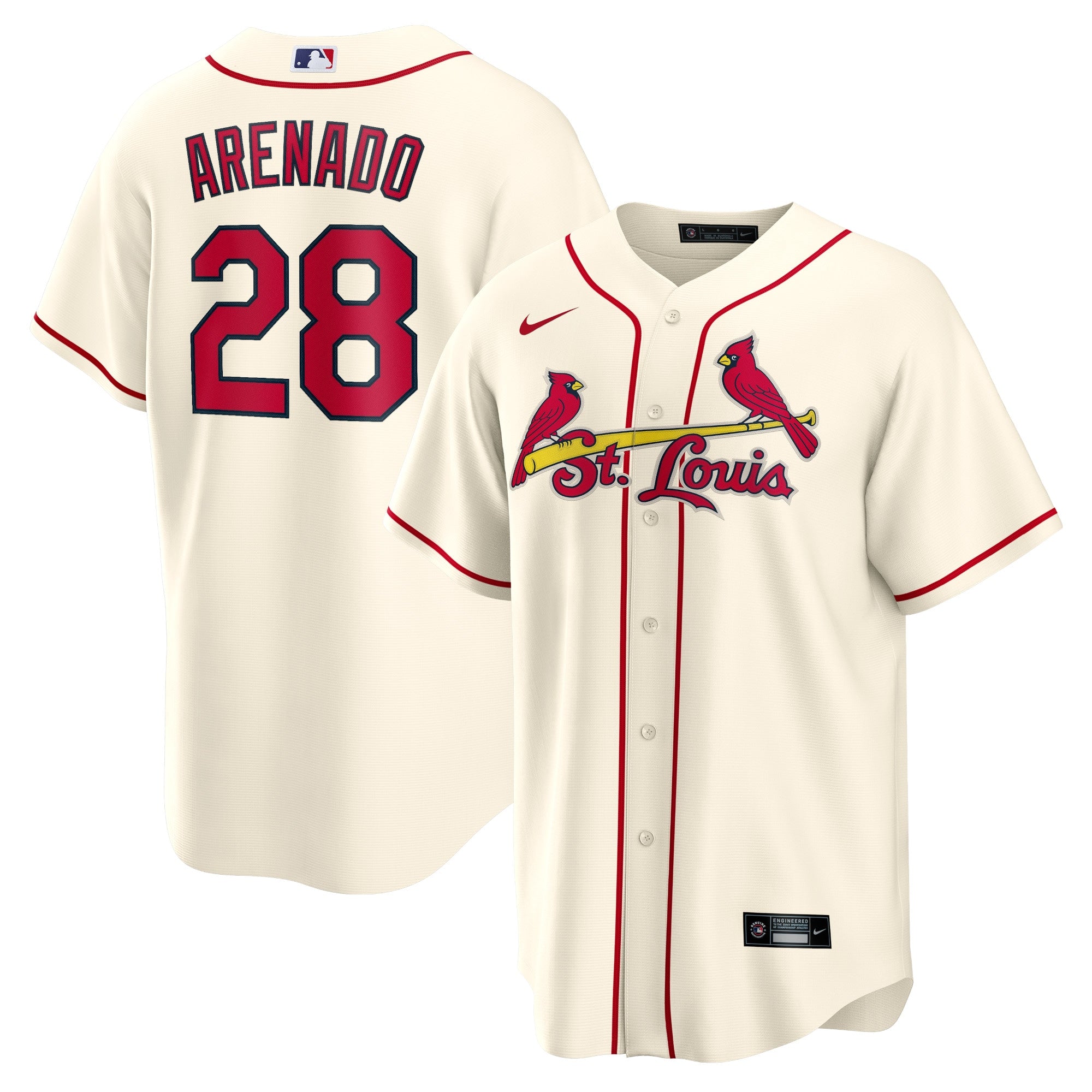 Nolan Arenado St. Louis Cardinals Nike Home Official Replica Player Jersey - White/Cream/Light Blue/Red - Image 7