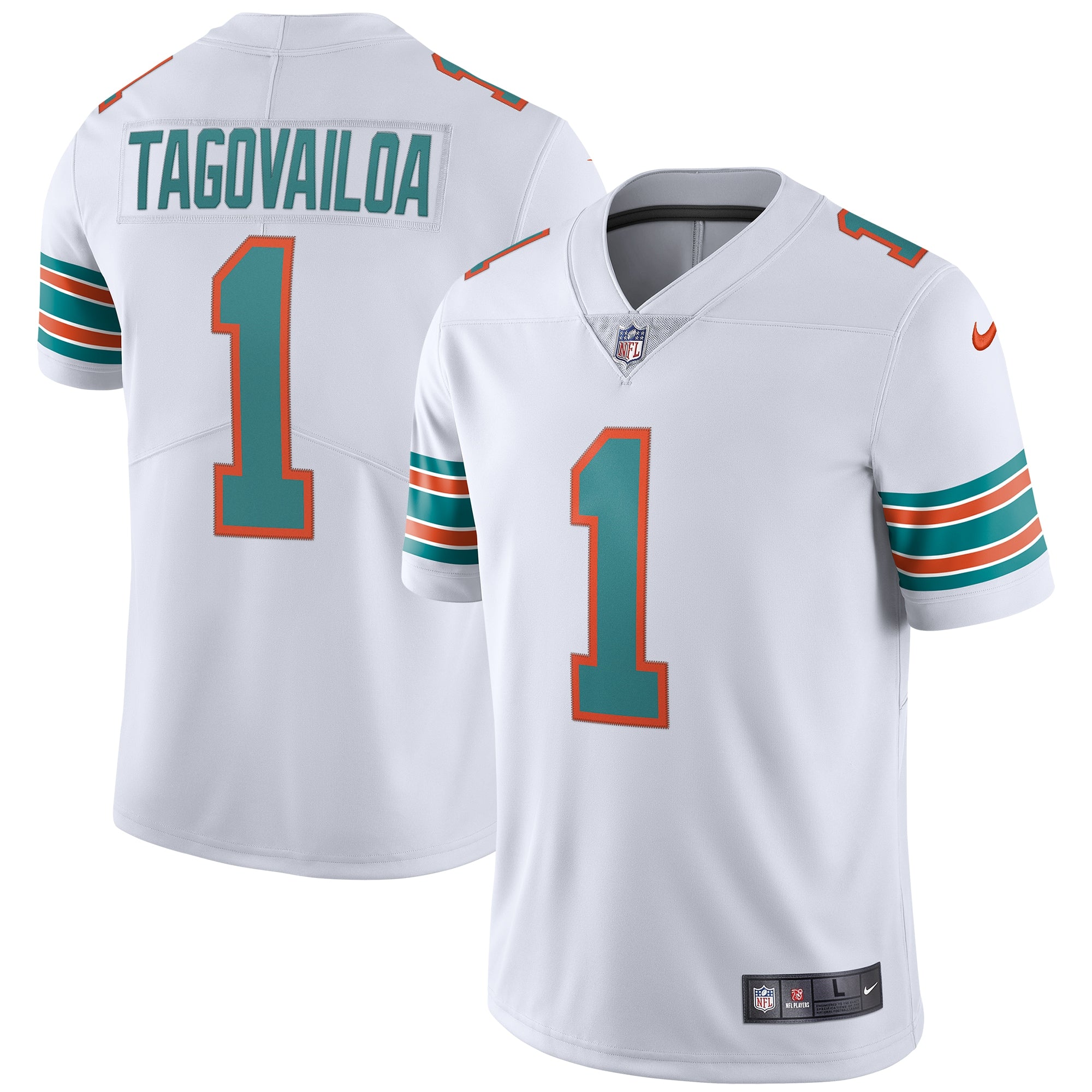 Tua Tagovailoa Miami Dolphins Nike Alternate Vapor Limited Jersey - Aqua/White - Image 5