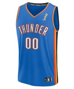 Alternative view of Oklahoma City Thunder  2025 NBA Finals Champions Fast Break Replica Custom Jersey - Blue - Icon Edition
