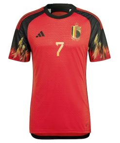 Alternative view of Kevin De Bruyne Belgium National Team adidas 2022/23 Home Authentic Jersey - Red