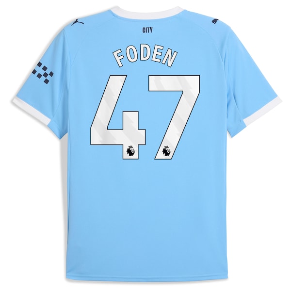 Phil Foden Manchester City Puma 2025/26 Home Replica Player Jersey - Sky Blue/Black/Green - Image 4