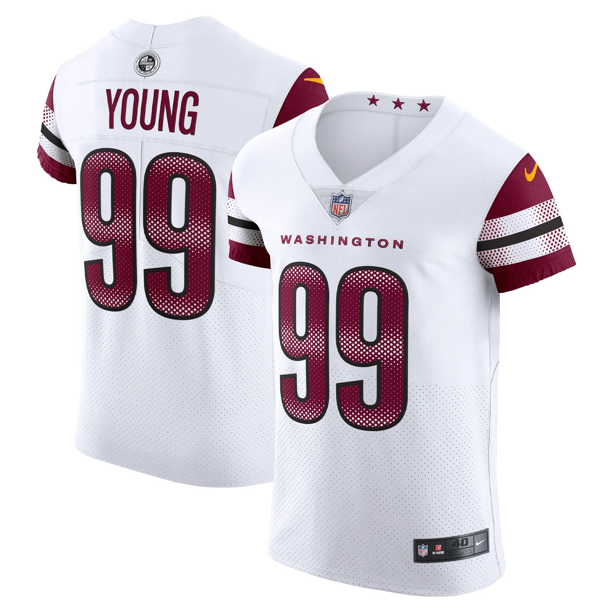 Chase Young Washington Commanders Nike Vapor Elite Jersey - Burgundy/Black/White - Image 6