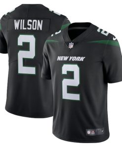 Alternative view of Zach Wilson New York Jets Nike Vapor Limited Jersey - Stealth Black/Green/White