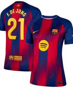 Alternative view of Frenkie de Jong Barcelona Nike Women's 2025/26 Home Replica Jersey - Navy/Gold
