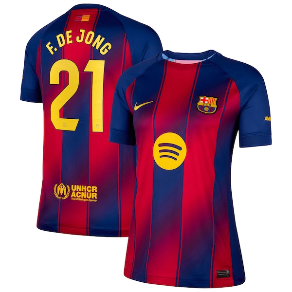 Frenkie de Jong Barcelona Nike Women's 2025/26 Home Replica Jersey - Navy/Gold - Image 2