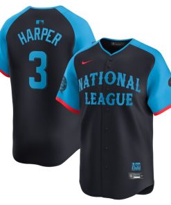 Alternative view of Bryce Harper National League Nike 2024 MLB All-Star Game Limited Player Jersey - Navy