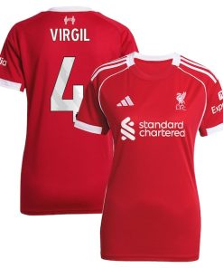 Virgil van Dijk Liverpool adidas Women's 2025/26 Home Replica Jersey - Red