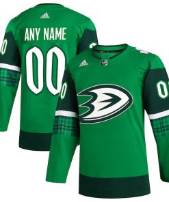 Anaheim Ducks adidas St. Patrick's Day Authentic Custom Jersey - Kelly Green