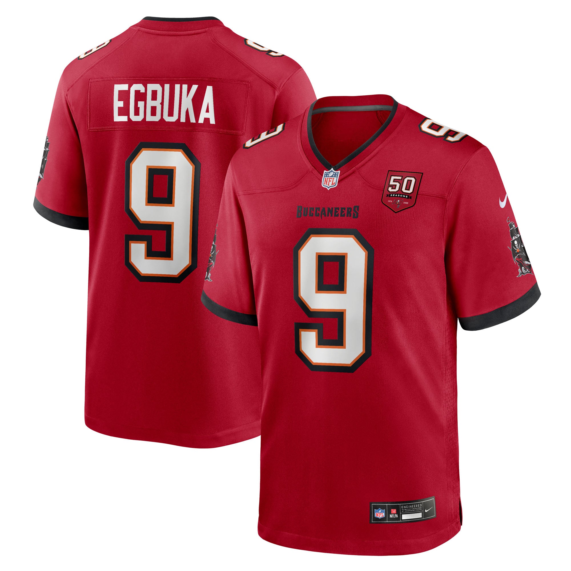 Emeka Egbuka Tampa Bay Buccaneers Nike White Game Jersey - White/Red/Creamsicle - Image 5