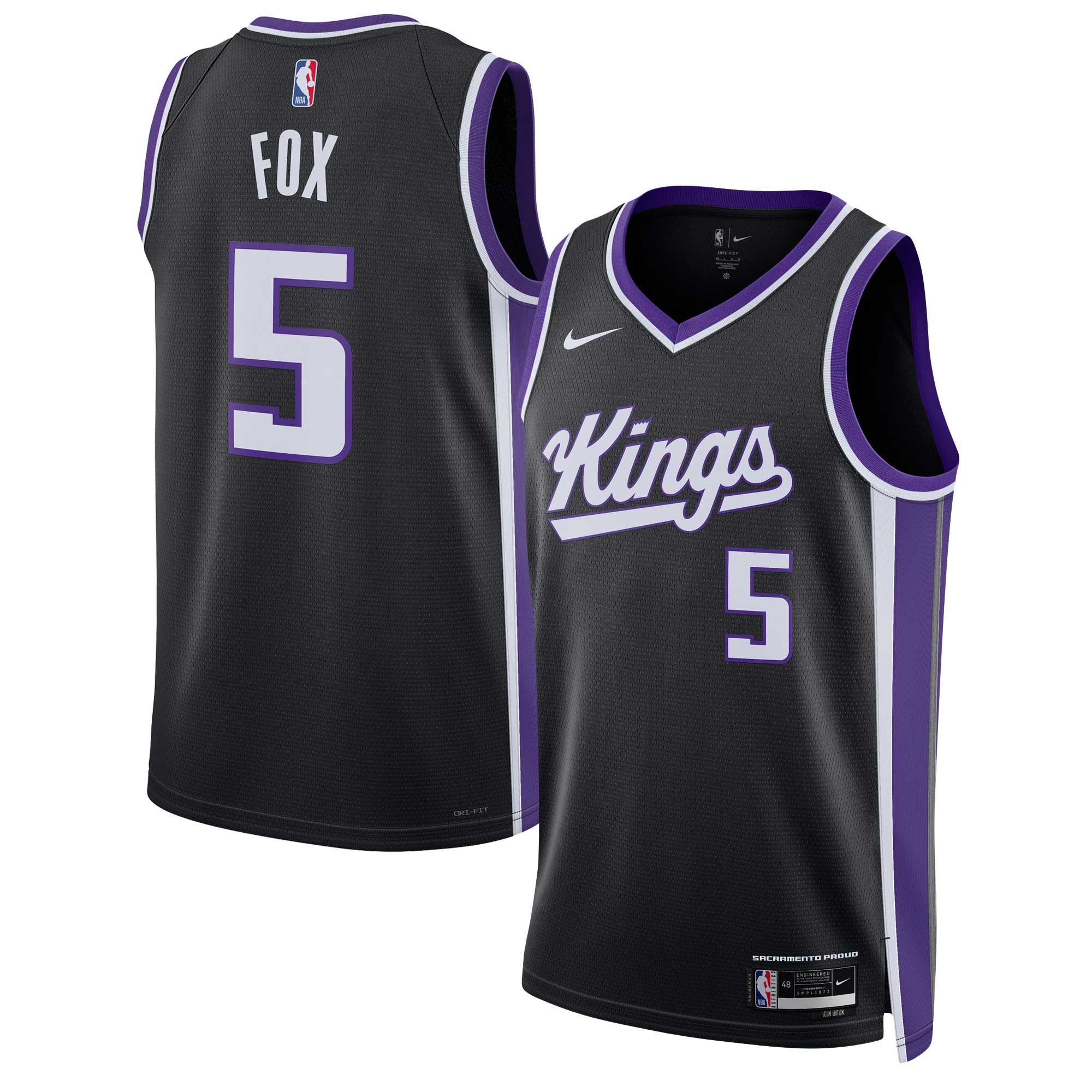 De'Aaron Fox Sacramento Kings Nike Unisex Swingman Jersey - Association Edition - White/Black - Image 6