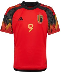 Alternative view of Romelu Lukaku Belgium National Team adidas Youth 2022/23 Home Replica Jersey - Red