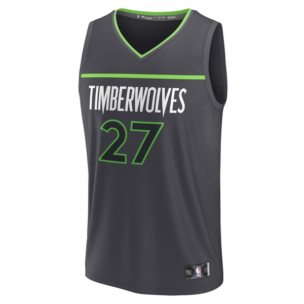 Rudy Gobert Minnesota Timberwolves Youth Fast Break Replica Player Jersey - Statement Edition - Black - Image 2