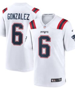 Christian Gonzalez New England Patriots Nike  Game Jersey -  White/Navy/Red