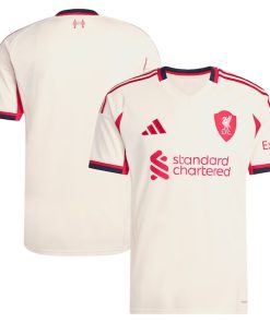 Alternative view of Liverpool adidas 2025/26 Away Replica Jersey - White/Green/Red