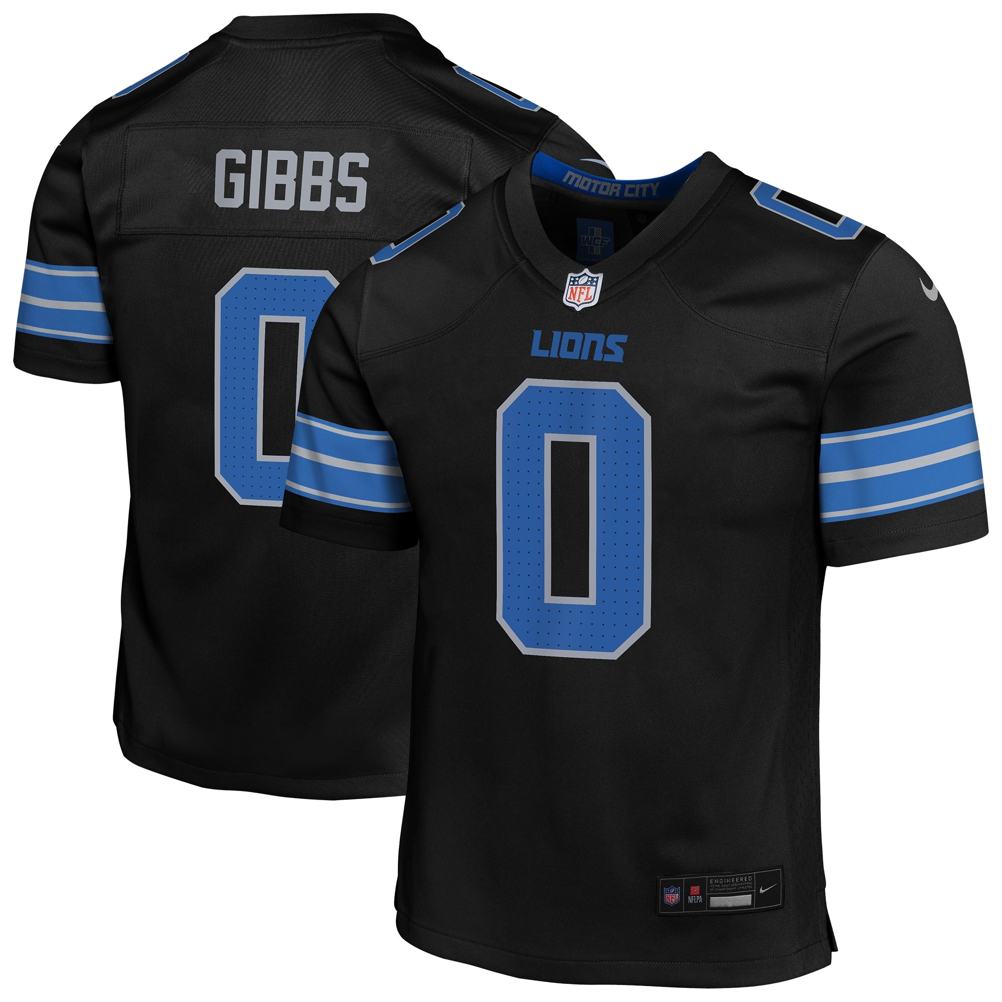 Jahmyr Gibbs Detroit Lions Nike Youth Team Game Jersey - Blue/White/Black - Image 8