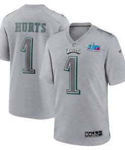 Jalen Hurts Philadelphia Eagles Nike Super Bowl LVII Patch Atmosphere Fashion Game Jersey - Gray