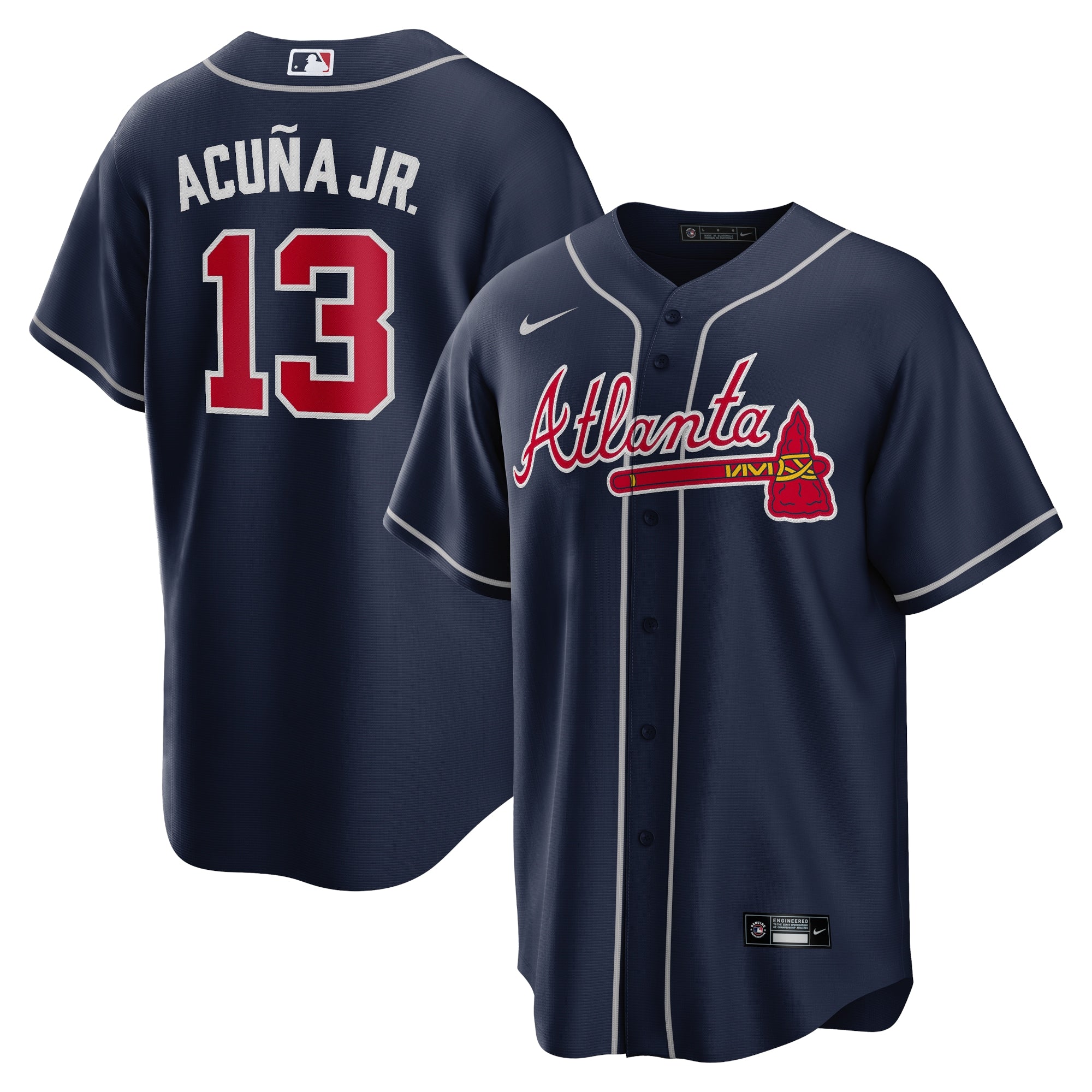 Ronald Acuna Jr. Atlanta Braves Nike Home Replica Player Name Jersey - White/Navy - Image 6