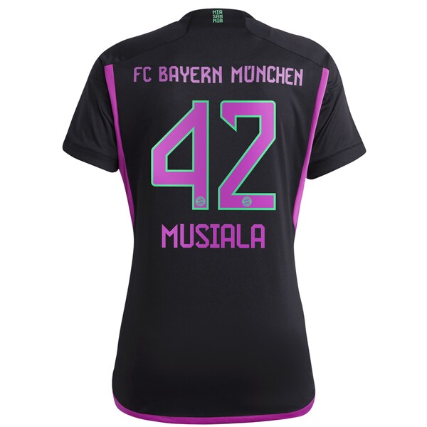 Jamal Musiala Bayern Munich adidas Women's 2023/24 Away Replica Player Jersey - Black/White - Image 4