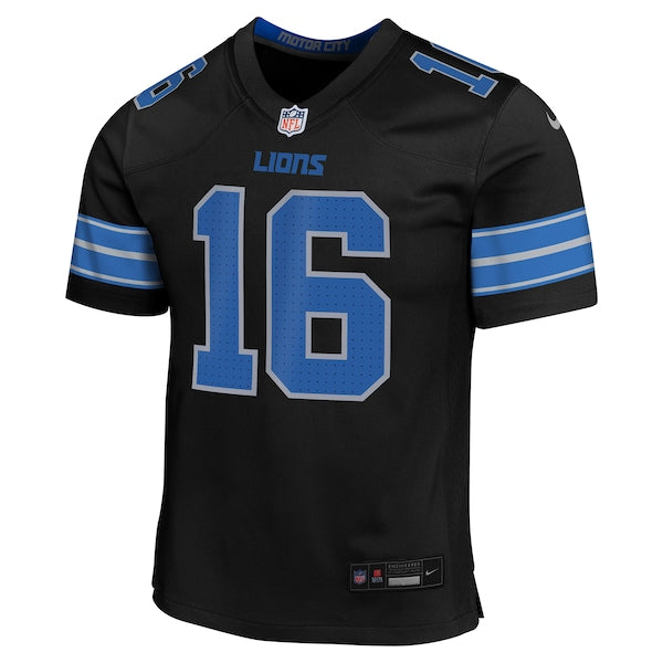 Jared Goff Detroit Lions Nike Youth Alternate Player Game Jersey - Black - Image 3