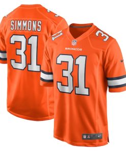 Alternative view of Justin Simmons Denver Broncos Nike Alternate Game Jersey - Orange/Navy