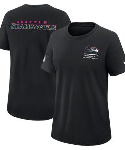 Seattle Seahawks Nike Women's 2025 NFL Crucial Catch Tri-Blend Dri-FIT T-Shirt - Black