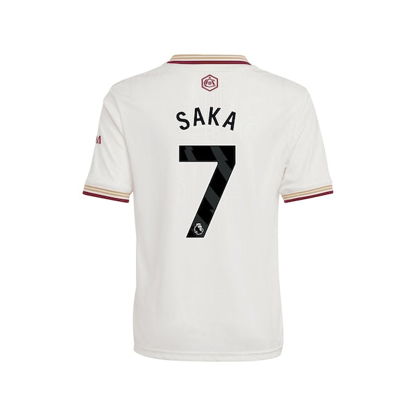 Bukayo Saka Arsenal adidas Youth 2025/26 Third Replica Player Jersey - White - Image 3