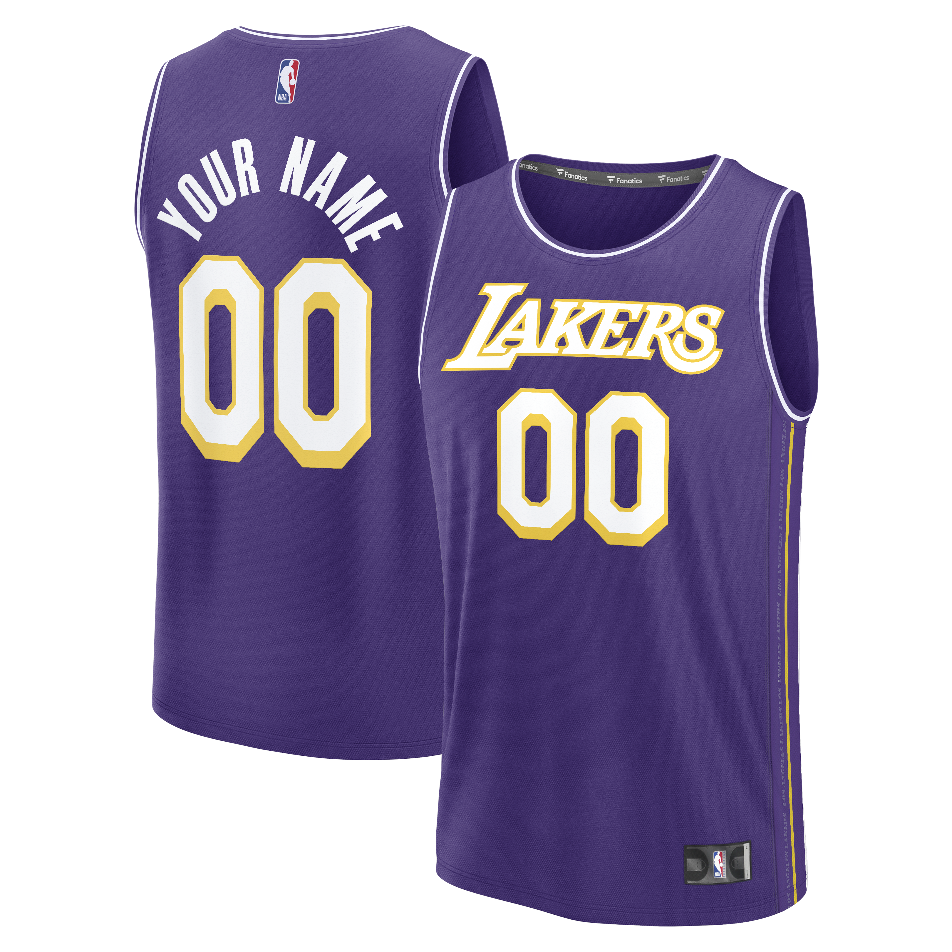 Los Angeles Lakers Fast Break Custom Replica Jersey - Association Edition - White/Gold/Purple - Image 6