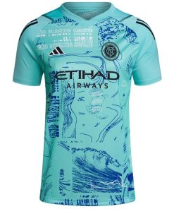 Alternative view of New York City FC adidas Women's 2024 One Planet Replica Jersey - Green