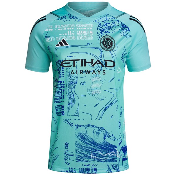 New York City FC adidas Women's 2024 One Planet Replica Jersey - Green - Image 2