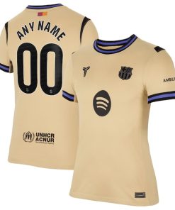 Barcelona Nike Women's 2025/26 Away Stadium Replica Custom Jersey - Gold/Orange