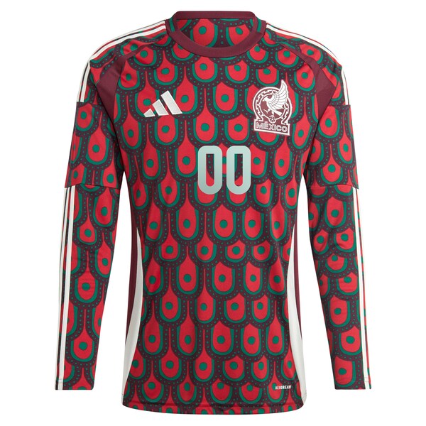 Mexico National Team adidas 2024 Home Replica Custom Long Sleeve Jersey - Burgundy - Image 2