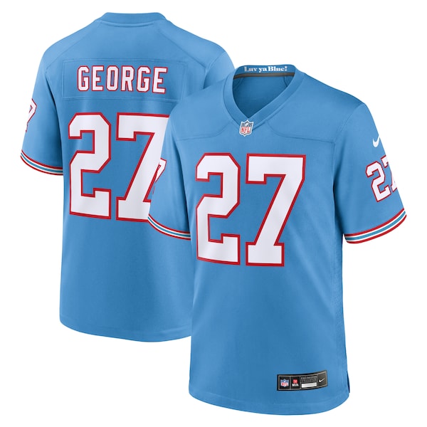 Eddie George Tennessee Titans Nike Oilers Throwback Retired Player Game Jersey - Light Blue/Navy - Image 4