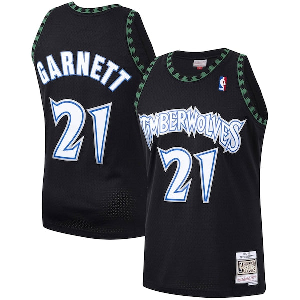 Kevin Garnett Minnesota Timberwolves Hardwood Classics Swingman Jersey - Black/White - Image 2