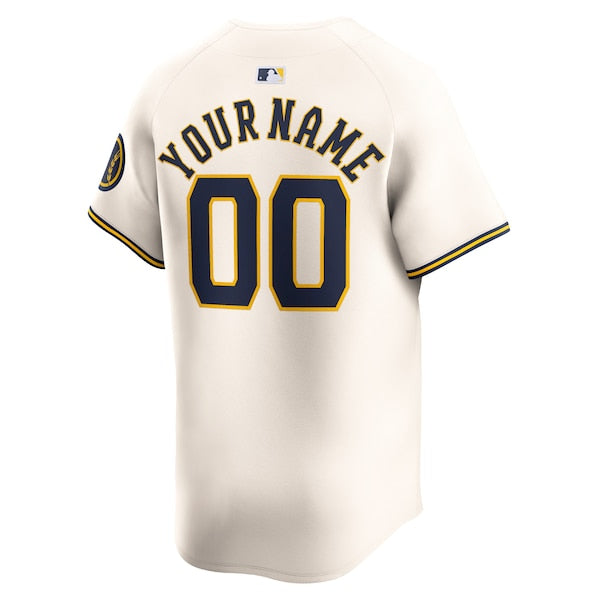 Milwaukee Brewers Nike Home Limited Custom Jersey - Cream - Image 3