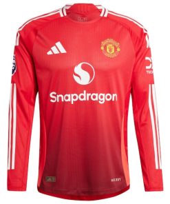 Alternative view of Manchester United adidas 2024/25 Home Long Sleeve Authentic Patch Jersey - Red